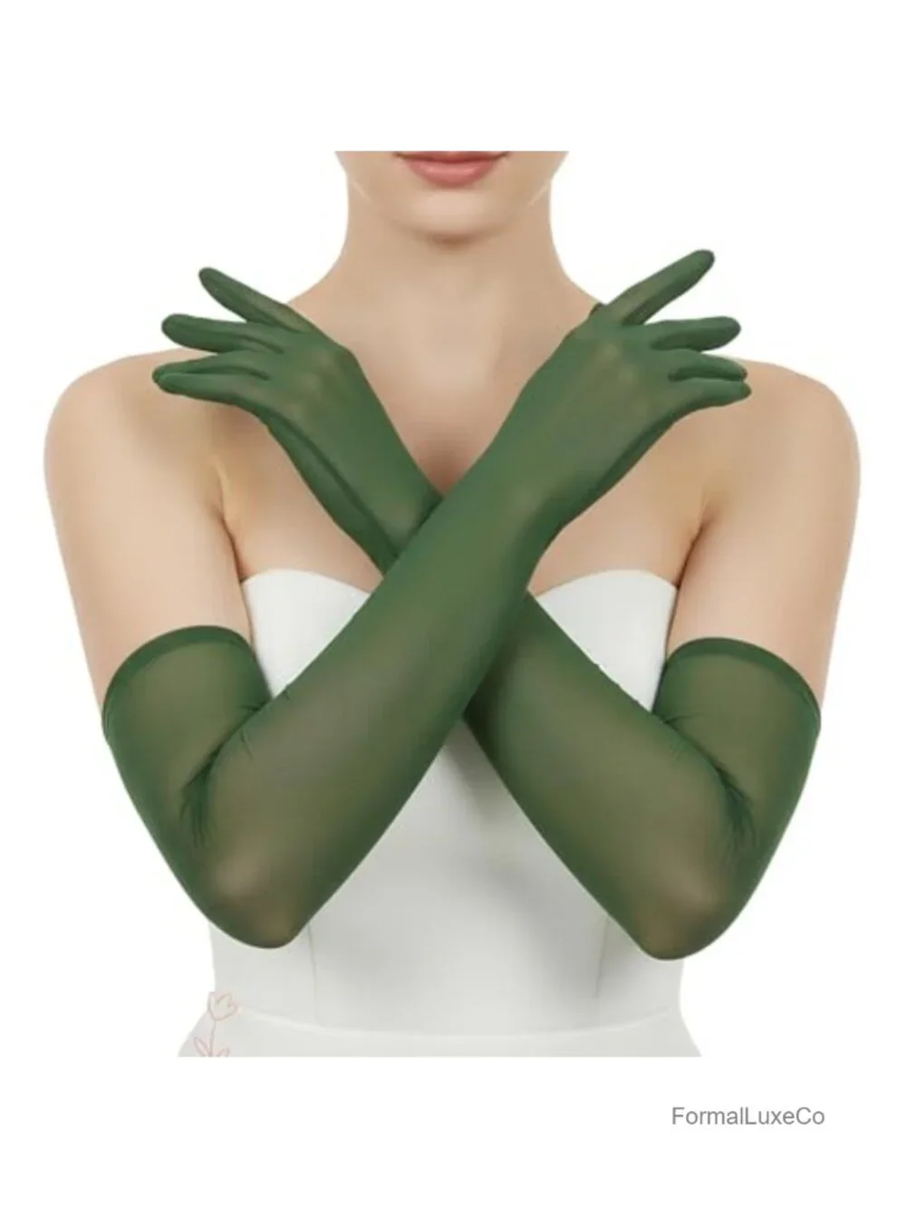 Long Wedding Tulle Gloves Sheer Stretchy Mesh Arm Sleeves Elbow Length
